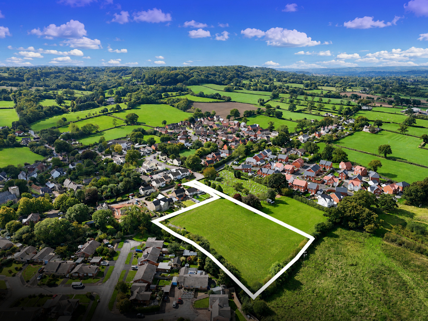 Aerial view of the site with approximate boundary outlined