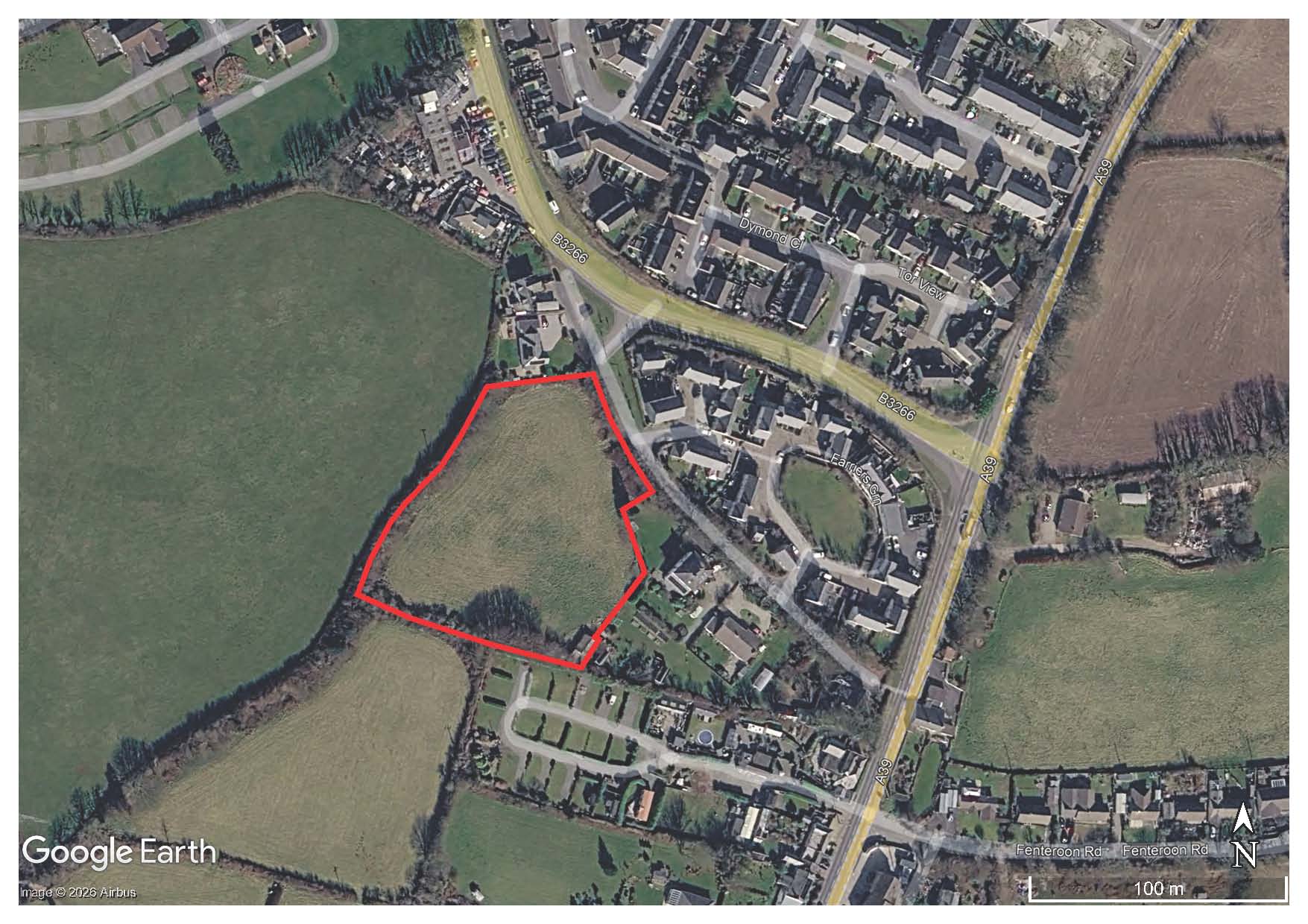 Google Earth Image with Approx boundary highlighted