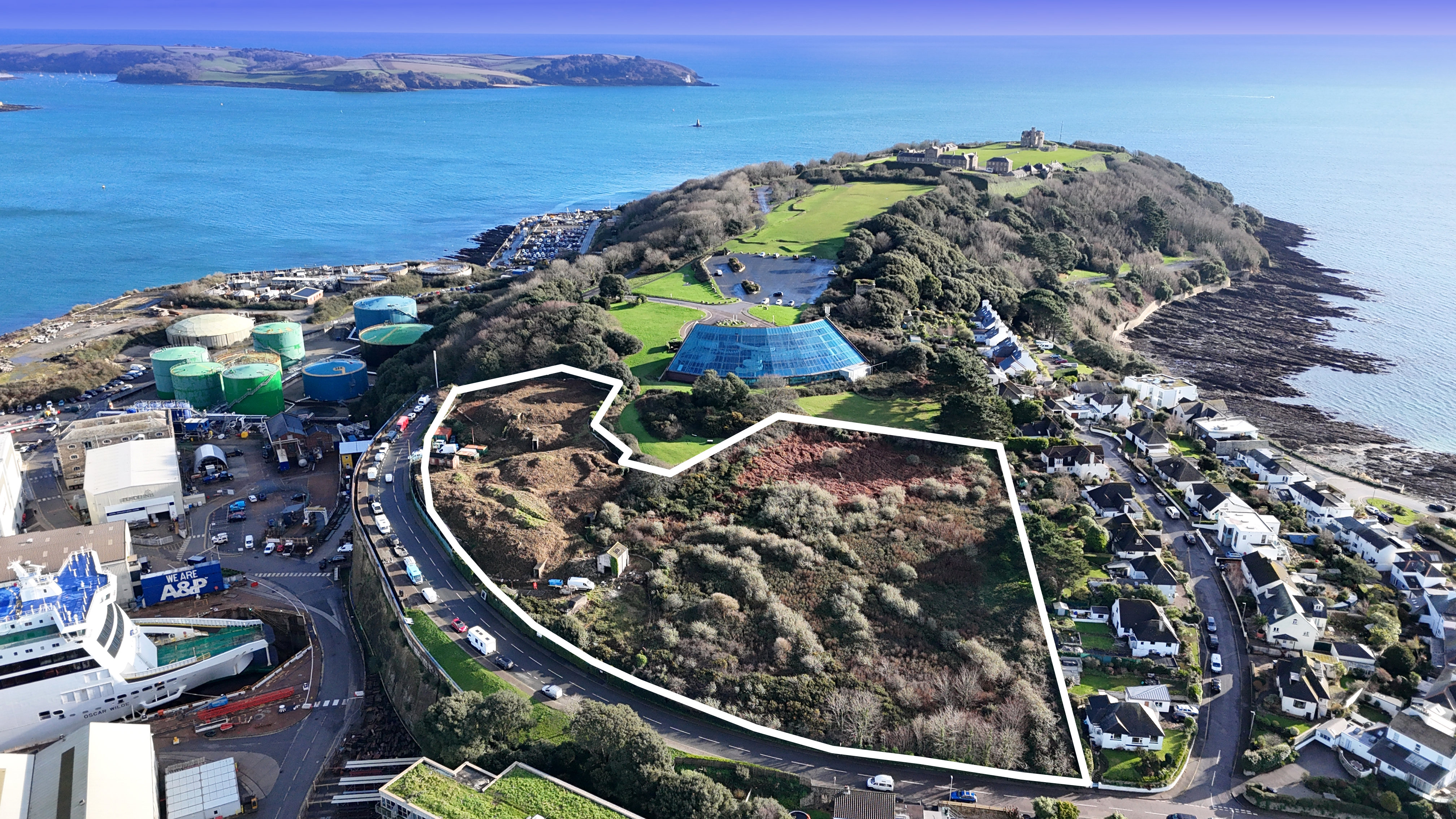 Aerial view of the site with approximate boundary outlined